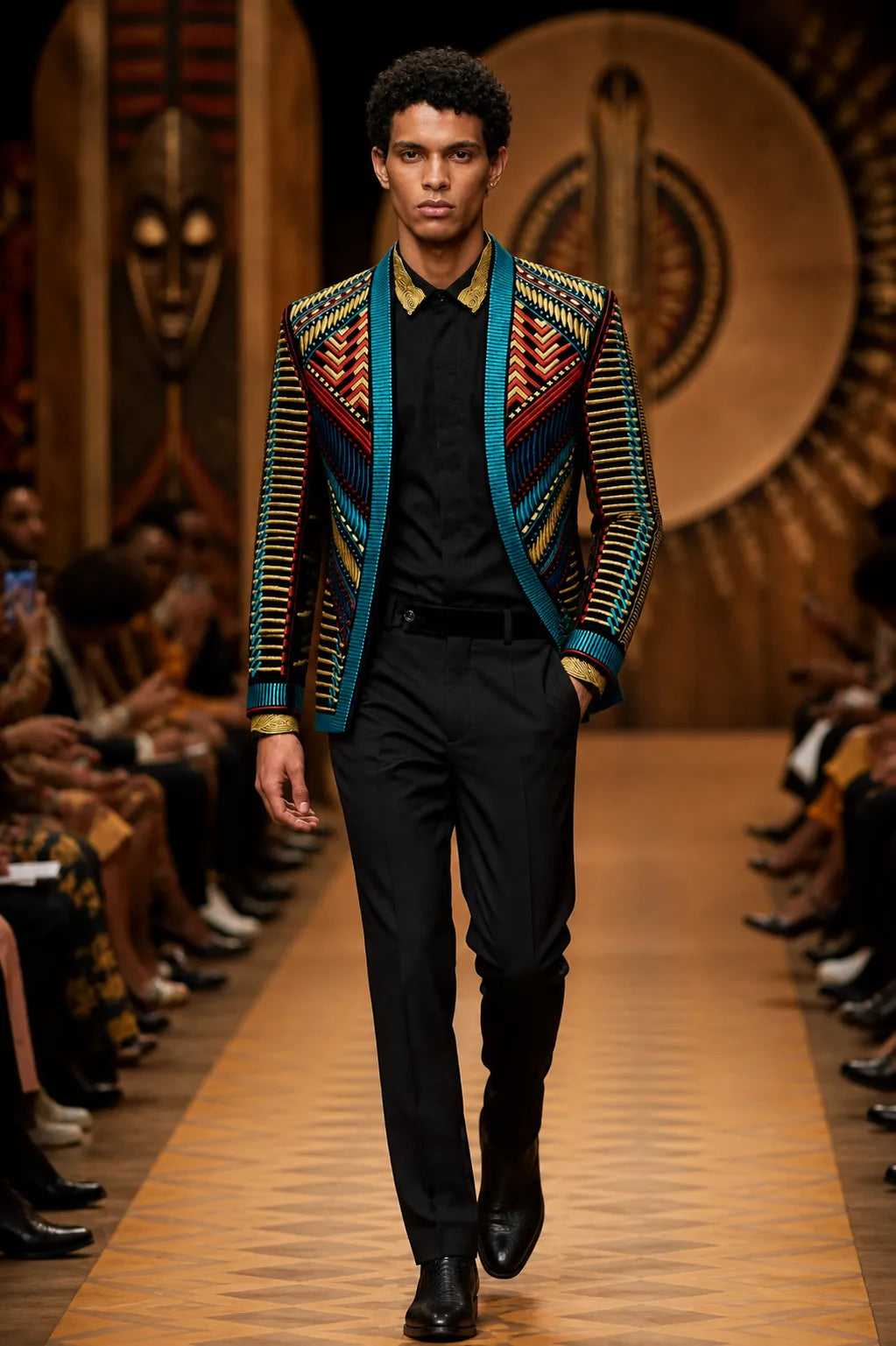 Spectrum Insignia - Multi-Color Geometric Velvet Jacket