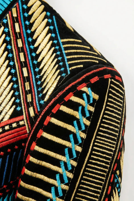 Spectrum Insignia - Multi-Color Geometric Velvet Jacket