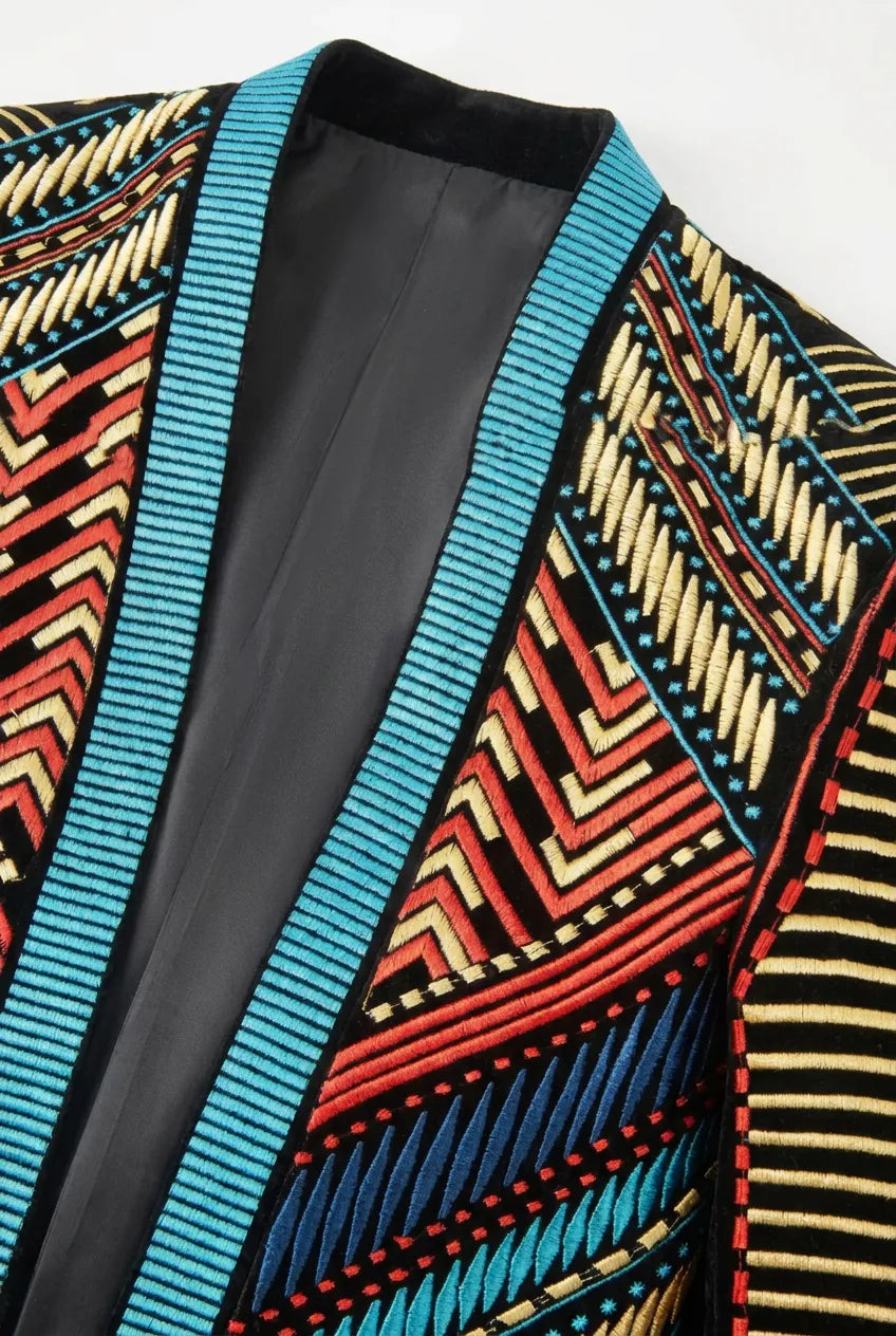 Spectrum Insignia - Multi-Color Geometric Velvet Jacket