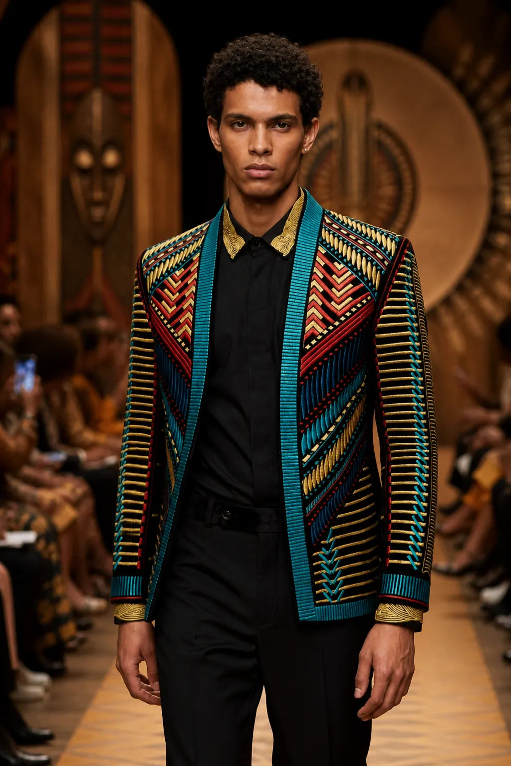 Spectrum Insignia - Multi-Color Geometric Velvet Jacket