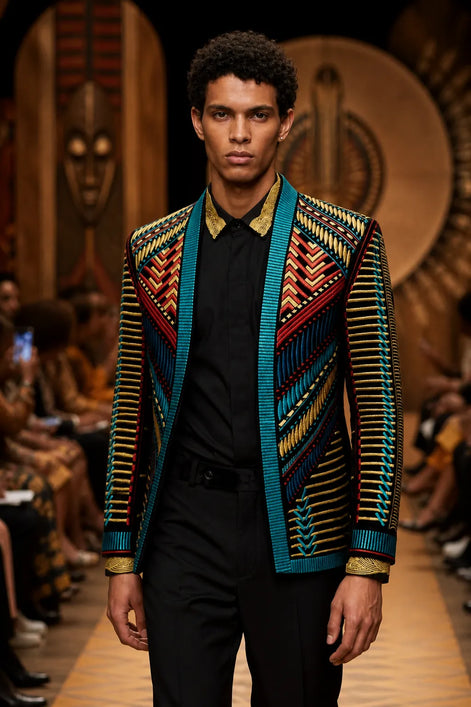 Spectrum Insignia - Multi-Color Geometric Velvet Jacket