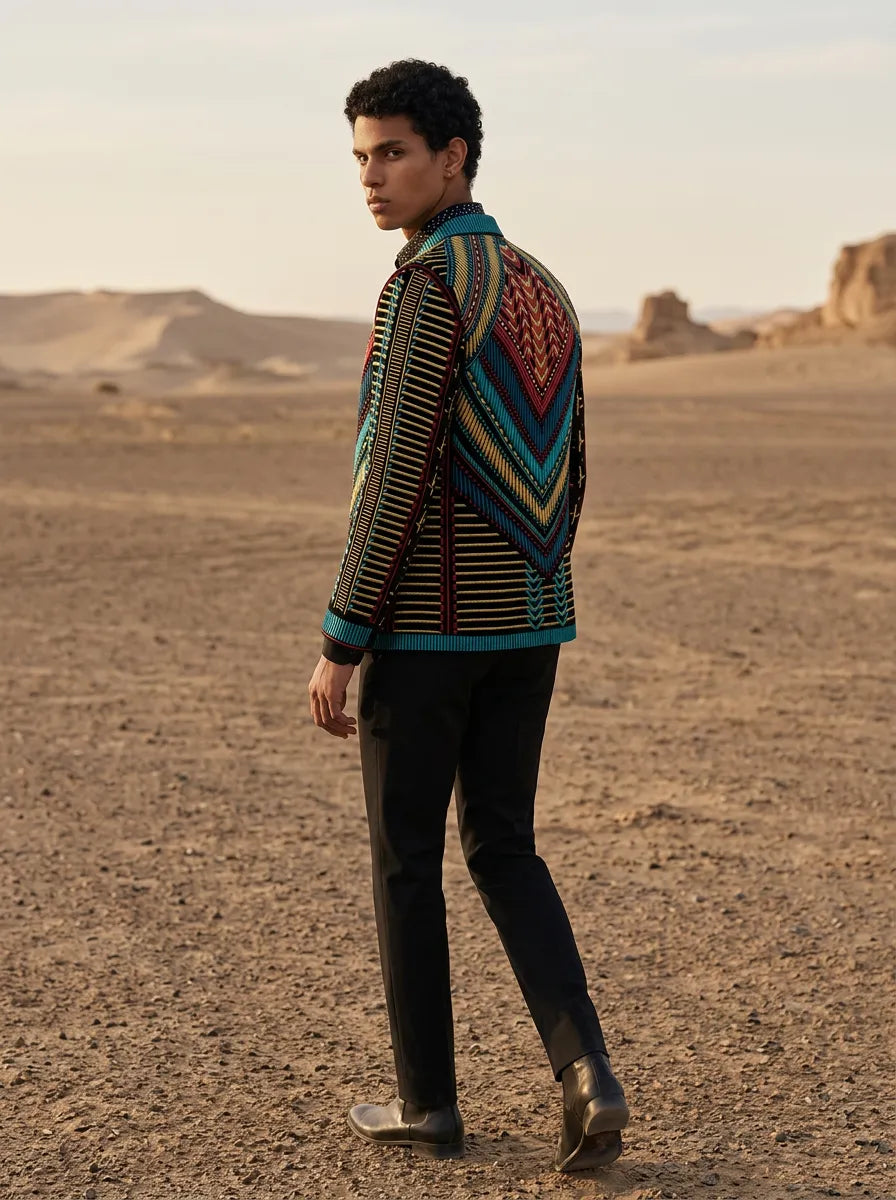 Spectrum Insignia - Multi-Color Geometric Velvet Jacket