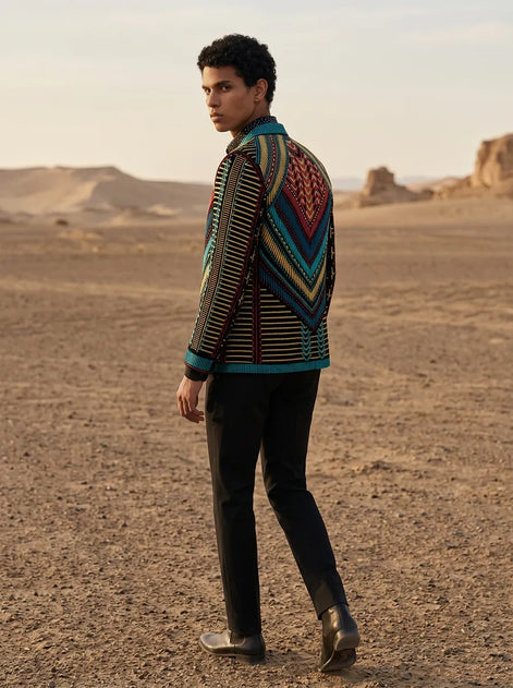 Spectrum Insignia - Multi-Color Geometric Velvet Jacket