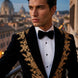 Aegis Baroque - Gold Embroidered Velvet 2-Piece Tuxedo Set