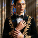Aegis Baroque - Gold Embroidered Velvet 2-Piece Tuxedo Set