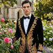 Aegis Baroque - Gold Embroidered Velvet 2-Piece Tuxedo Set