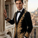 Aegis Baroque - Gold Embroidered Velvet 2-Piece Tuxedo Set
