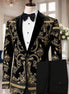 Gilded Scroll - Black Velvet Gold Embroidered Tuxedo - Nevo Suits