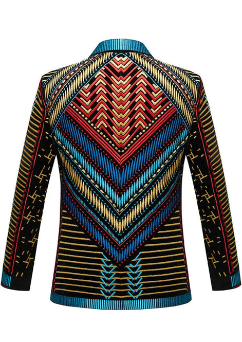 The Mayan Sun - Multi-Color Tribal Embroidered Velvet Jacket