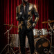 The Gilded Aurelius - Black & Gold Sequin 2-Piece Tuxedo Set
