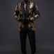 The Gilded Aurelius - Black & Gold Sequin 2-Piece Tuxedo Set