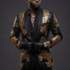 The Gilded Aurelius - Black & Gold Sequin 2-Piece Tuxedo Set