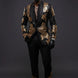 The Gilded Aurelius - Black & Gold Sequin 2-Piece Tuxedo Set