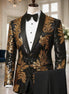The Gilded Aurelius - Black & Gold Sequin 2-Piece Tuxedo Set