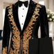 Golden Fern - Black Velvet Gold Leaf Embroidered Tuxedo - Nevo Suits