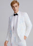 Men's 2-Piece Shawl Lapel in Satin Blue and White Sequin Tuxedo