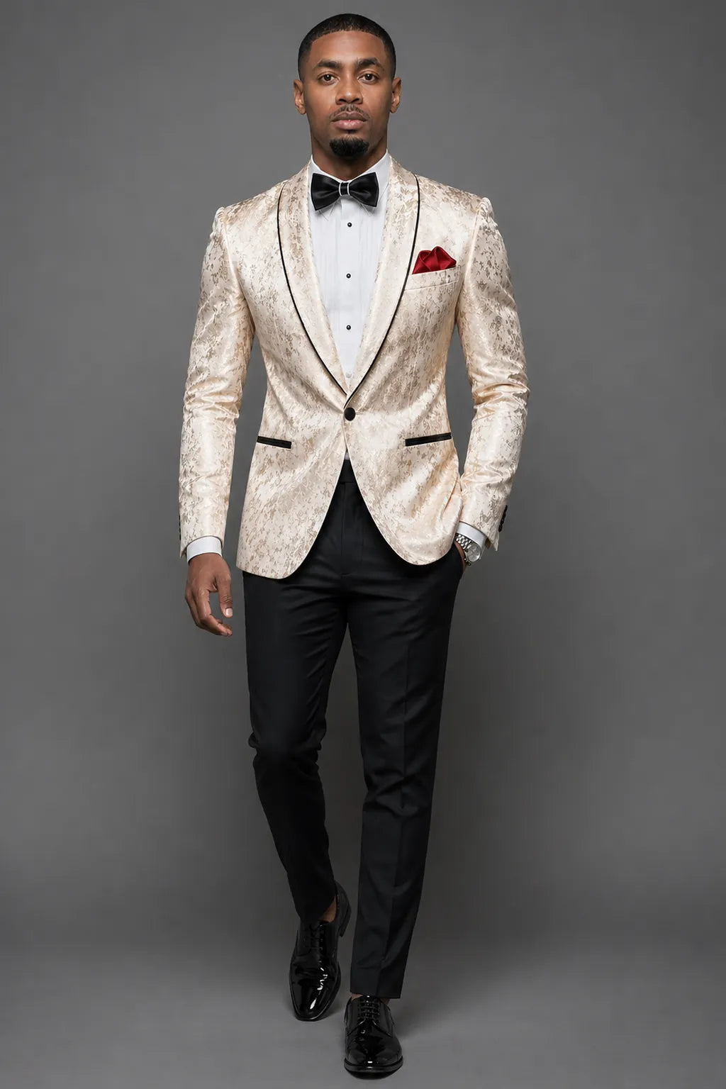 The Gilded Mirage - Champagne Gold Jacquard Dinner Jacket