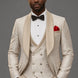 Aurelian Opus - Champagne Gold Jacquard 3-Piece Tuxedo