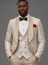 Aurelian Opus - Champagne Gold Jacquard 3-Piece Tuxedo