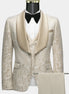 Men's 2-Piece Fashion Silver Peony Jacquard Black Tuxedo