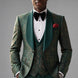 Emerald Opus - Emerald Green Jacquard 3-Piece Tuxedo