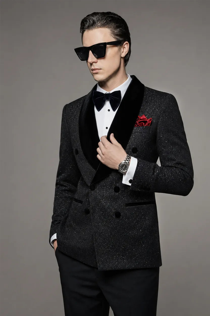 Cosmic Pulsar - Black Shimmer Starfield Tuxedo 2-Piece Suit - product image 3 | Nevo Suit