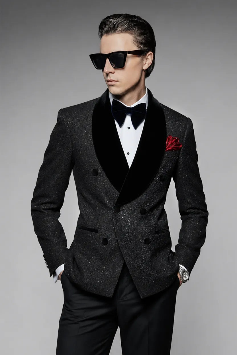 Cosmic Pulsar - Black Shimmer Starfield Tuxedo 2-Piece Suit - product image 2 | Nevo Suit