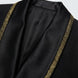 Matching black vest with gold trim detailing for 3-piece wedding suit