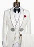 Oracle Emblem - White Silver Jacquard Shawl 3-Piece Tuxedo