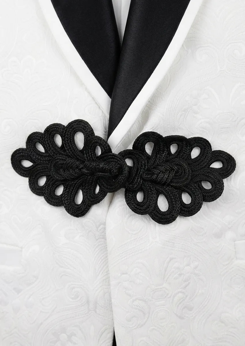 Regent Emblem - White & Black Jacquard Shawl 3-Piece Tuxedo