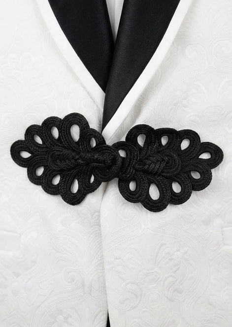 Regent Emblem - White & Black Jacquard Shawl 3-Piece Tuxedo