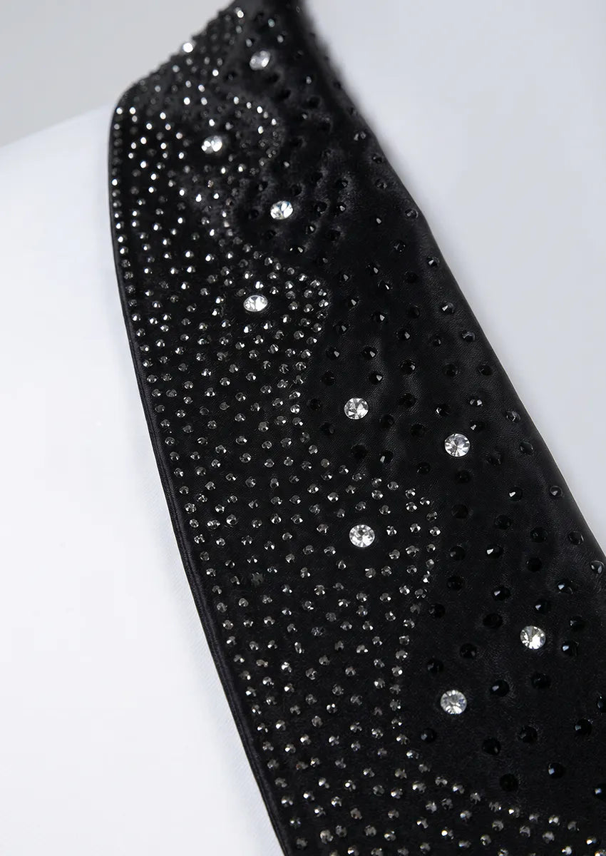 Obsidian Pearl - White Black Crystal Shawl Collar 3-Piece Tuxedo - Nevo Suits