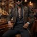 Diadem Pharaoh black dinner jacket with gold crown and scrolling crystal detailing - product view 12