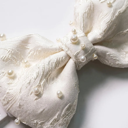 Nacre Elysium - Pearl Embellished Jacquard Bow Tie
