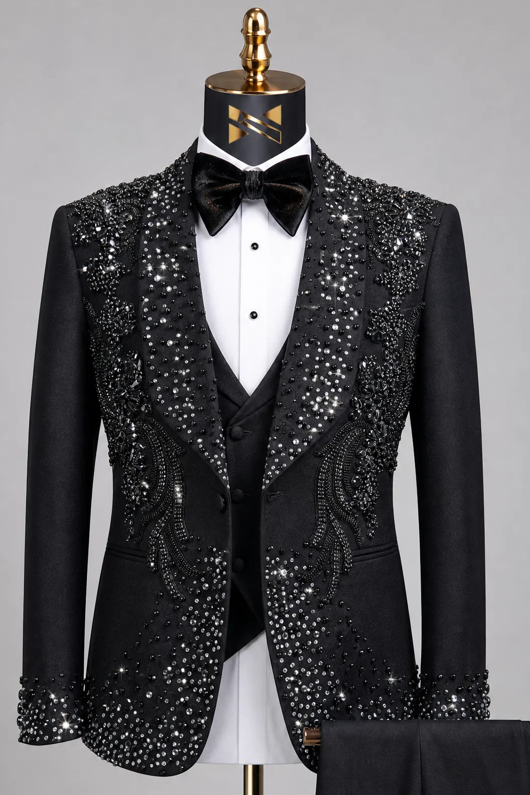 Stygian Prophecy - Black Beaded Vine 3-Piece Tuxedo