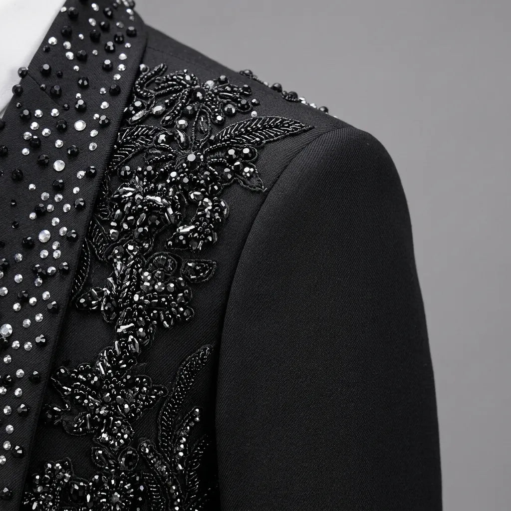 Stygian Prophecy - Black Beaded Vine 3-Piece Tuxedo